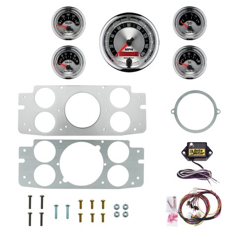 AutoMeter American Muscle 60-63 Chevy Truck Billet Panel/Gauge Kit - 3-3/8in. (x1) & 2-1/16in. (x4)