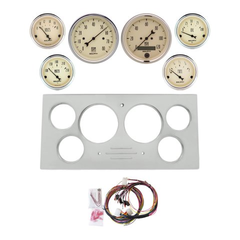 AutoMeter Antique Beige 73-79 Ford Truck Billet Panel/Gauge Kit SR- 3-3/8in. (x2) & 2-1/16in. (x4)
