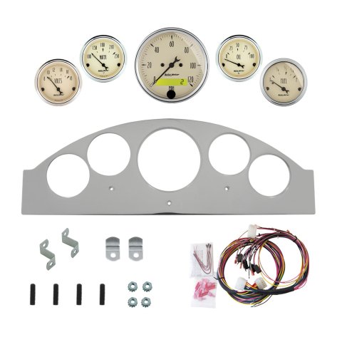 AutoMeter Antique Beige 1957 Ford Fairlane Billet Panel/Gauge Kit - 3-1/8in. (x1) & 2-1/16in. (x4)