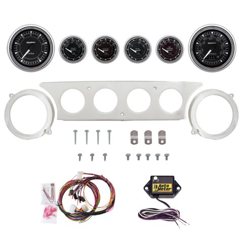AutoMeter Chrono Chrome 63-64 Ford Galaxie Billet Panel/Gauge Kit - 3-3/8in. (x2) & 2-1/16in. (x4)