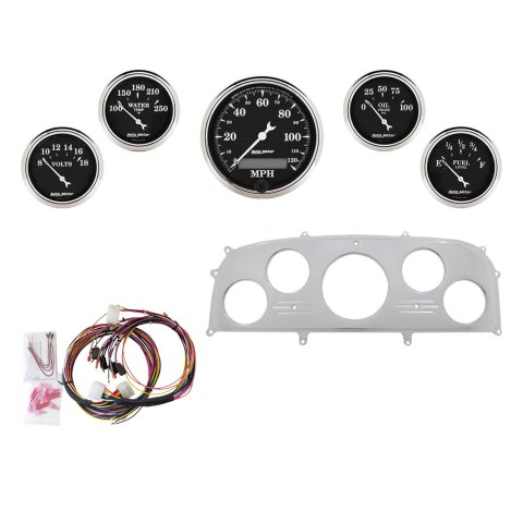 AutoMeter Old Tyme Black 1959 Ford Galaxie Billet Panel/Gauge Kit - 3-1/8in. (x1) & 2-1/16in. (x4)