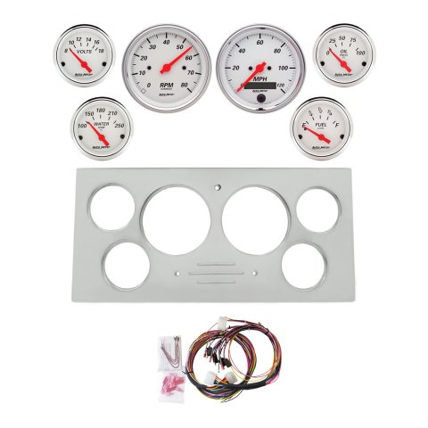 AutoMeter Arctic White 73-79 Ford Truck Billet Panel/Gauge Kit SR- 3-3/8in. (x2) & 2-1/16in. (x4)