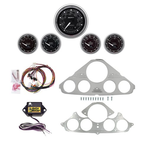 AutoMeter Chrono Chrome 55-59 Chevy Truck Billet Panel/Gauge Kit - 3-3/8in. (x1) & 2-1/16in. (x4)