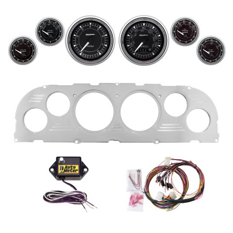 AutoMeter Chrono Chrome 60-63 Chevy Truck Billet Panel/Gauge Kit - 3-3/8in. (x2) & 2-1/16in. (x4)