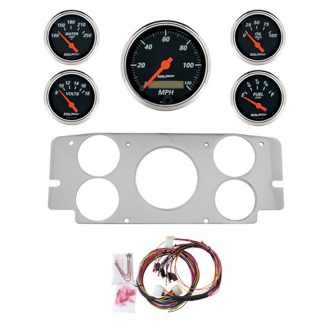 AutoMeter Designer Black 57-60 Ford Truck Billet Panel/Gauge Kit - 3-1/8in. (x1) & 2-1/16in. (x4)