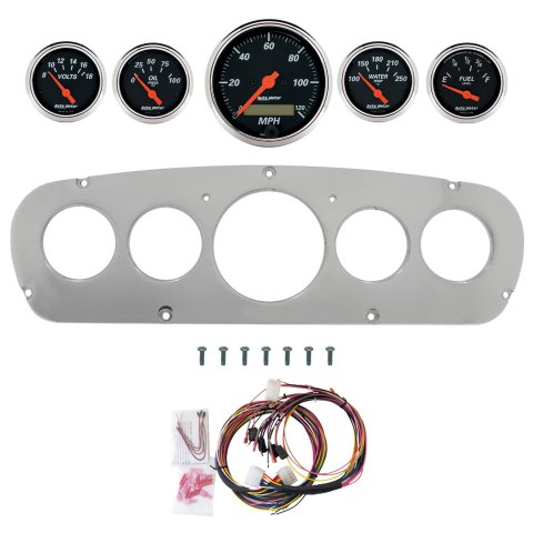AutoMeter Designer Black 65-66 Ford Truck Billet Panel/Gauge Kit - 3-1/8in. (x1) & 2-1/16in. (x4)