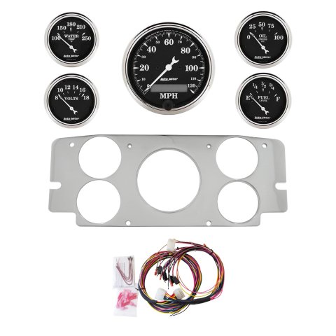 AutoMeter Old Tyme Black 57-60 Ford Truck Billet Panel/Gauge Kit - 3-1/8in. (x1) & 2-1/16in. (x4)
