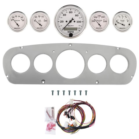 AutoMeter Old Tyme White 65-66 Ford Truck Billet Panel/Gauge Kit - 3-1/8in. (x1) & 2-1/16in. (x4)