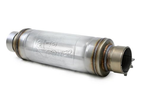 AFE Power Mufflers 49M30059 MACH Force-Xp 304 Stainless Steel Muffler 3 IN ID Center/Center x 5 IN Dia. x 19 IN Overall Length - Round Body