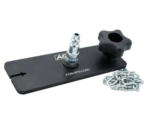 AGM Products Universal Brake Reservoir Caps AGM-BPB-CUNV Master Cylinder Covers, Universal, Single Bail Style, Aluminum, Black Finish, Round Cap Adapter, with Air Fitting, Grommet Adapters, Each