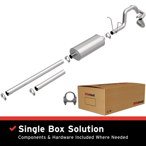 BRExhaust Direct-Fit Exhaust Systems for 1998-2003 F-150, 2004 F-150 HERITAGE, 1998-1999 F-250 - 106-0027 Systems, Direct-Fit, Cat-back, Single, Steel, Aluminized, Side Exit, Ford, Kit