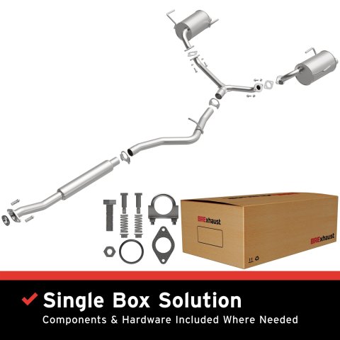 BRExhaust Direct-Fit Exhaust Systems for 2009-2013 FORESTER, 2008-2011 IMPREZA - 106-0133 Systems, Direct-Fit, Cat-back, Single In/Dual Out, Steel, Aluminized, Split Rear Exit, Subaru, Kit