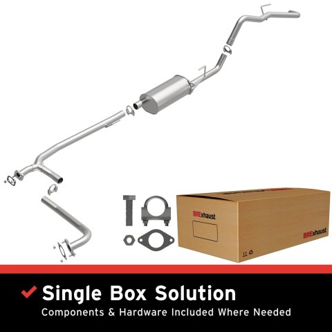 BRExhaust Direct-Fit Exhaust Systems for 2009-2012 EQUATOR, 2007-2018 FRONTIER - 106-0144 Systems, Direct-Fit, Cat-back, Dual In/Single Out, Steel, Aluminized, Side Exit, Nissan, Suzuki, Kit
