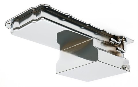 Hamburger's Performance Street LS Swap Oil Pans 0174 Pans, SWAP OIL PAN WITH 90 DEGREE FITTINGS CHROME