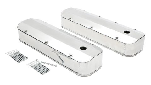 Hamburger's Performance Fabricated Aluminum Valve Covers 1019 Covers, Tall, Aluminum, Brushed, Plain Cover Top, Chevy, Big Block, Perimeter Bolt, Pair