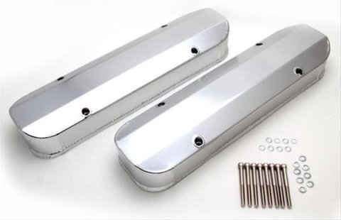 Hamburger's Performance Fabricated Aluminum Valve Covers 1026 Covers, Low-profile, Aluminum, Brushed, Pontiac V8, Perimeter Bolt, Pair