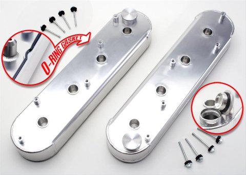 Hamburger's Performance Fabricated Aluminum Valve Covers 1061 Covers, Tall, Centerbolt, Fabricated, Aluminum, Natural, Chevy, LS, Pair