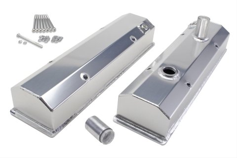 Hamburger's Performance Circle Track Valve Covers 1065 Covers, Track, Tall, Fabricated, Aluminum, Natural, Chevy, Small Block, Pair