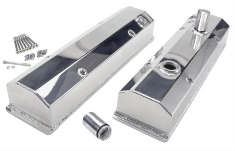 Hamburger's Performance Circle Track Valve Covers 1074 Covers, Track, Tall, Fabricated, Aluminum, Polished, Chevy, Small Block, Pair