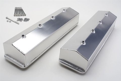 Hamburger's Performance Fabricated Aluminum Valve Covers 1081 Covers, Tall, Centerbolt, Fabricated, Aluminum, Natural, Chevy, Small Block, Pair