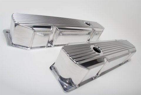 Hamburger's Performance Fabricated Aluminum Valve Covers 1116 Covers, Tall, Fabricated, Aluminum, Polished, Mopar, Big Block, Pair