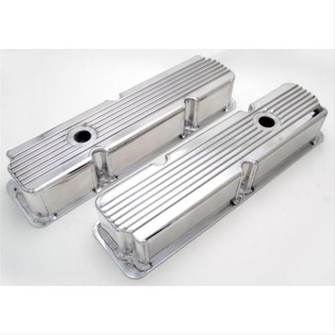 Hamburger's Performance Fabricated Aluminum Valve Covers 1121 Covers, Tall, Finned, Fabricated, Aluminum, Polished, Ford, Big Block FE, Pair