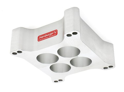 Hamburger's Performance 2 Inch Carburetor Spacer 2543 Spacer, 4-hole, Aluminum, Clearcoat, 2.00 in. Thick, 4-barrel Square Bore, Will Not Fit AVS Carburetors, Each