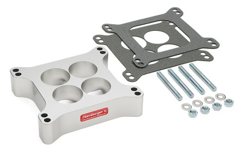 Hamburger's Performance Carburetor Spacers 3200 CARBURETOR SPACER, Holley/AFB 4BBL Carb Spacer for Stndrd Intake Manifolds; Open Plenum Design 1-1/2in Tall Billet Alum
