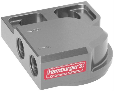 Hamburger's Performance Remote Oil Filter Mounts 3301 Mount, Remote, Single Filter, 1 1/2-12 in., Billet Aluminum, Clear Anodized, Each