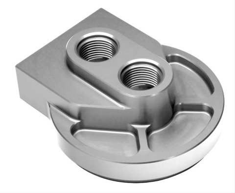 Hamburger's Performance Remote Oil Filter Mounts 3304 Mount, Remote, Single Filter, 1 1/2-12 in., Billet Aluminum, Clear Anodized, Each