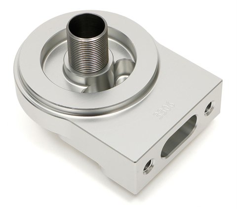 Hamburger's Performance Oil Filter Mounts 3306 Mounts, BILLET SINGLE PORTS UP FILTER BASE FOR CUMMINS 5.9L