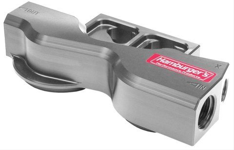 Hamburger's Performance Remote Oil Filter Mounts 3310 Mount, Remote, Dual Filter, 3/4-16 in., Billet Aluminum, Clear Anodized, Each