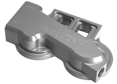 Hamburger's Performance Remote Oil Filter Mounts 3313 Mount, Remote, Dual Filter, 13/16-16 in., Billet Aluminum, Clear Anodized, Each