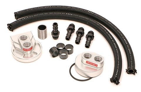Hamburger's Performance Oil Filter Relocation Kits 3317 Kits, BILLET SINGLE PORTS UP FILTER BASE RELOCATION KIT FOR FORD 1 1/2"-16