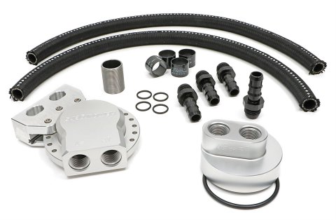 Hamburger's Performance Oil Filter Relocation Kits 3319 Kits, BILLET SINGLE MULTI POS. FILTER BASE RELOCATION KIT FOR FORD 1 1/2"-16