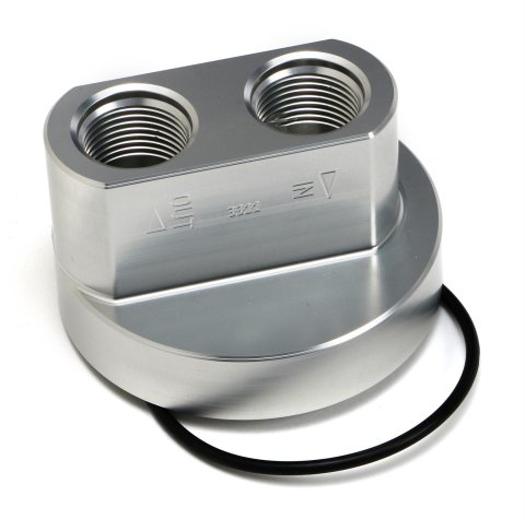 Hamburger's Performance Oil Filter Bypass Adapters 3322 Adapter, Aluminum, Clear, Anodized, Buick, Chevy, Cadillac, GMC, Oldsmobile, Pontiac, L4/V6