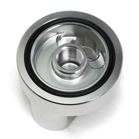 Hamburger's Performance Oil Filter Bypass Adapters 3324 Adapter, Aluminum, Clear, Anodized, Buick, Chevy, Pontiac, V-8, 3/16-16 Threads, Each