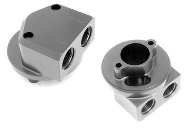 Hamburger's Performance Oil Filter Bypass Adapters 3328 Adapter, Aluminum, Clear, Anodized, Chevy, V-8, Each