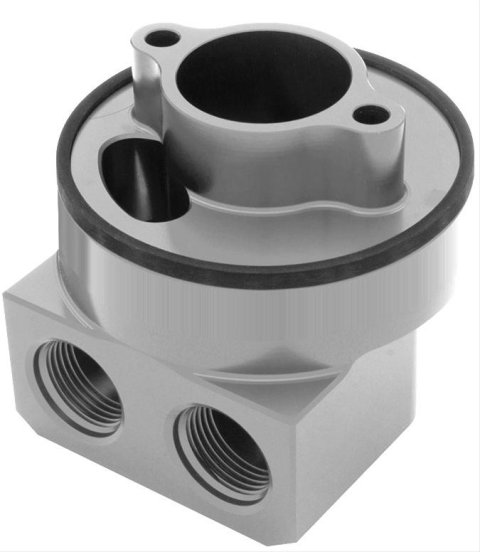 Hamburger's Performance Oil Filter Bypass Adapters 3329 Adapter, 90 degree, Bolt-on, Billet Aluminum, Clear Anodized, Chevy, 7.4L, Each