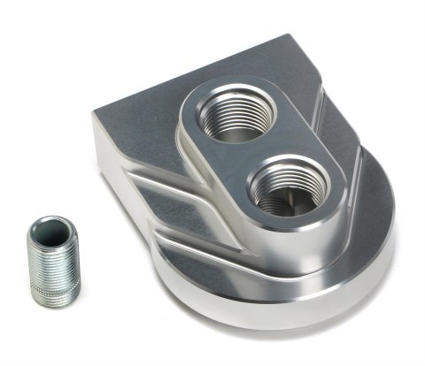 Hamburger's Performance Remote Oil Filter Mounts 3343 Mount, Remote, Single Filter, 3/4-16 in., Billet Aluminum, Clear Anodized, Each
