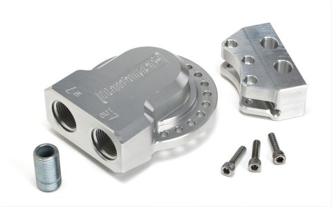 Hamburger's Performance Remote Oil Filter Mounts 3344 Mount, Remote, Single Filter, 3/4-16 in., Billet Aluminum, Clear Anodized, Each