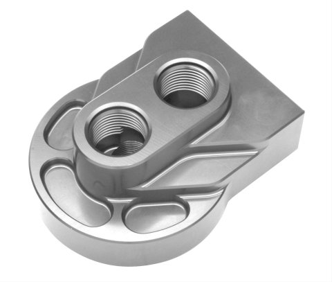 Hamburger's Performance Remote Oil Filter Mounts 3347 Mount, Remote, Single Filter, 13/16-16 in., Billet Aluminum, Clear Anodized, Each