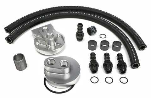 Hamburger's Performance Billet Aluminum Remote Oil Filter Relocation Kits 3369 BILLET SINGLE OIL FILTER RELOCATION KIT-FORD DIESEL 1 1/2 THREAD