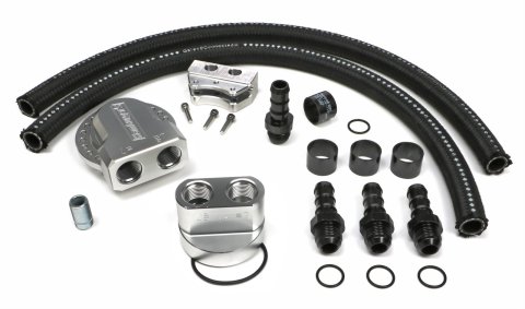 Hamburger's Performance Billet Aluminum Remote Oil Filter Relocation Kits 3373 Relocation, Aluminum, Single Filter, Ford, Mopar, Kit