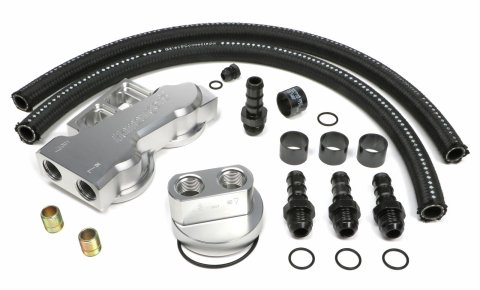 Hamburger's Performance Billet Aluminum Remote Oil Filter Relocation Kits 3384 BILLET TRUE-DUAL OIL FILTER RELOCATION KIT-SB CHEVY & BB CHEVY