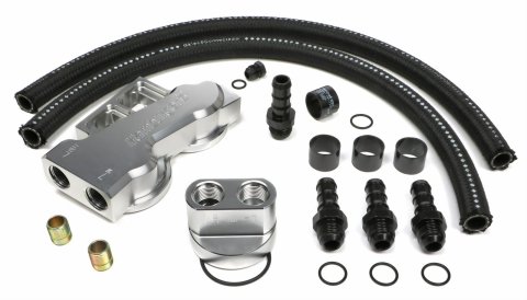 Hamburger's Performance Billet Aluminum Remote Oil Filter Relocation Kits 3386 BILLET TRUE-DUAL OIL FILTER RELOCATION KIT-CHEVY V6 & 4 CYL.