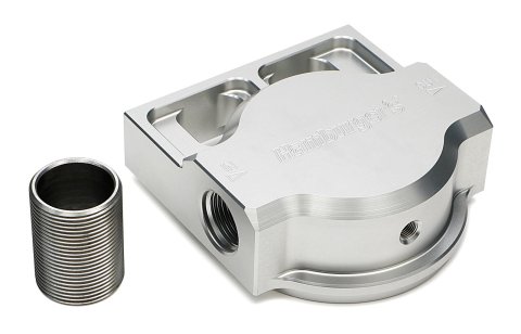 Hamburger's Performance Oil Filter Mounts 3402 REMOTE FILTER BASE, Sngl Remote Base; 1 1/2in-12 Nipple (Fram HP6 or equivalent); Flows Left-to-Right