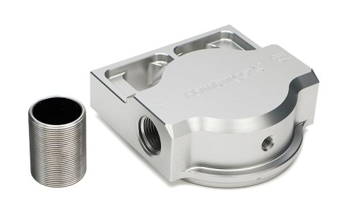 Hamburger's Performance Oil Filter Mounts 3403 REMOTE FILTER BASE, Sngl Remote Base; 1 1/2in-16 Nipple (Fram PH3786 or equivalent); Flows Lft-to-Rght