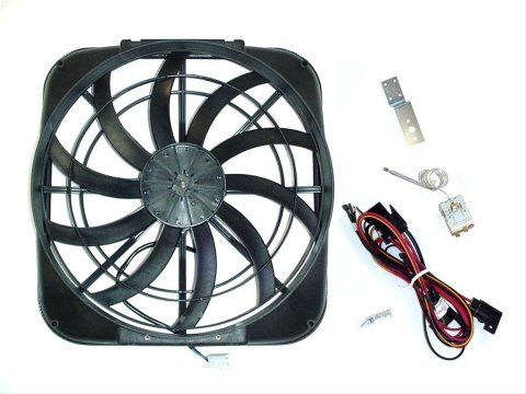 16 Inch 2,160 CFM Maradyne Mach One Series Electric Fan MM12KC Radiator Fan, One, Plastic, Black, in. Diameter, cfm, Controller, Each