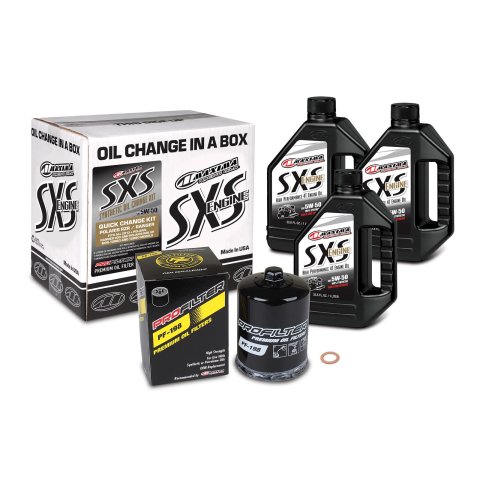 Maxima SXS Oil Quick-Change Kits 90-189013 Motor Change Kit, SxS Quick Change, Canister Style Filter, Black, 3 Liters Synthetic 5W50 Motor Oil, Polari